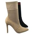 Pledge by Anne Michelle, Stretch Elastic Sport Luxe Rib-Knit Sock Ankle Bootie w Stripe (Woman)