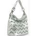 Zzfab Sparkle Gem Chevron Rhinestone Hobo Bag Silver