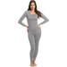 Rocky Thermal Underwear for Women Fleece Lined Thermals Women's Base Layer Long John Set (Grey - Midweight - Small)