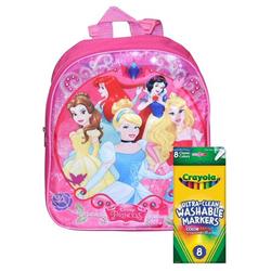 Disney Princesses Belle Ariel Mini 12" Backpack w/ 8PK Crayola Colormax Markers