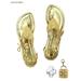 BadPiggies CICI Theia Bikini Thong Flat Sandals Cross Crystal Pendant 18K Gold Plated Chain Jeweled Sandal