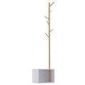 Meuble rangement porte-manteaux 2 en 1 blanc bois bambou