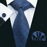 Mens Gift Set with NeckTie, Square, Cufflinks and Clip in Gift Box