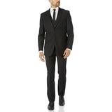 Adam Baker by Bertolini Men's B66050/1 Modern Fit 3-Piece Single Breasted Wool/Silk Blend Suit - Black - 36S