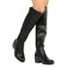 New Women Nature Breeze Hybrid01OK Leatherette Knee High Bi-Material Riding Boot