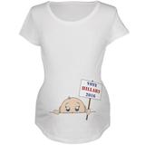 Election 2016 Peeking Baby Boy Hillary Clinton White Maternity Soft T-Shirt - Medium