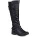 Brinley Co. Womens Wide Calf Strappy Round Toe Boots
