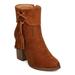 New Women Alrisco Grape1 Faux Suede Almond Toe Chunky Heel Ankle Bootie