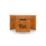 Pitt Panthers Laser Engraved Brown Trifold Wallet