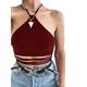 Solid Color Halter Crop Top Women Backless Sport Sexy Camisole