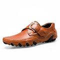 Men Buckle Genuine Leather Moccasins Casual Octopus Anti-Slip Shoes