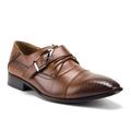 Men's 97711 Cap Toe Monk Strap Lace Up Oxfords Dress Shoes, Cognac, 8