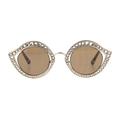 Womens Bling Iced Thick Metal Pop Color Lens Luxury Hippie Sunglasses Gold Brown