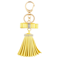 Lux Accessories Yellow Mini Bow and Gold Tone Leather Tassel Key Chain Bag Charm