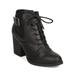 New Women Michael Antonio Mime PU Almond Toe Lace Up Block Heel Bootie