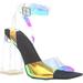 Static Footwear Womens Clear Chunky Block High Clear Heels Transparent Strappy Open Toe Shoes