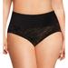 Women's Maidenform DM0055 Tame Your Tummy Curvy Plus Size Brief Panty (Black Lace 2X)