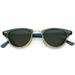 True Vintage Horn Rimmed Semi Rimless Sunglasses Green Tinted Oval Lens 49mm (Green / Green)