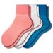 Sierra Socks Women's Diabetic 3 Pair 100% Cotton Ankle Turn Cuff Seamless Toe Socks (11, Fits US Shoe Size: 9 1/2 - 10 1/2, (A5 (Guava/White/Turquoise))