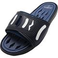 Norty Mens Summer Comfort Casual Slide Flat Strap Shower Sandals Slip On Shoes 40343-9D(M)US Navy