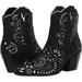 Betsey Johnson Mozart Mid-Calf Western Boot Black Leather Cowboy Booties (8, BLACK)