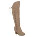 Womens Wide Calf Faux Leather Faux Lace-up Over-the-knee Boots