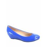 Fisher-8 Women's Slip On Patent Round Toe Low Wedge Heel Pump Shoes