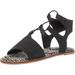 Lucky Brand Women's Feray Leather Memory Foam Open-Toe Slip On Flat Sandal