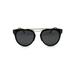 Womens Polarized Lens Flat Top Metal Bridge Horn Rim Sunglasses Black Gold Solid Black