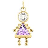 New 14k Yellow Gold Simulated Alexandrite Birthstone Girl Pendant for Necklace