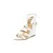 Schutz jayne pearl White woven leather wedge heel lace up sling back sandals (10)