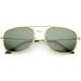 Classic Square Metal Aviator Sunglasses Glass Lens 56mm (Gold / Green)