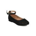 New Girl Little Angel Britt-936E Glitter PU Rhinestone Ankle Strap Ballet Flat