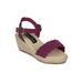 Girl Faux Suede Open Toe Braided Ankle Strap Espadrille Wedge Heel Sandal 18178