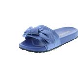 Liliana Nomi-7 Women Flip Flop Bow Satin Slide Slip On Flat Sandal Shoe Slipper Blue