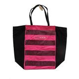 victoria's secret canvas bling sequins pink black purse tote handbag