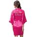 Turquaz Linen Satin Kimono Rhinestone Mother of The Groom Robe (Small/Medium, Fuchsia)