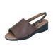 24 HOUR COMFORT Sally Women Extra Wide Width Open-Toe Slingback Buckle Open Back BROWN 5.5