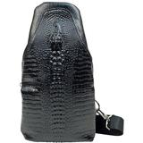 Black Embossed Croco Vegan Leather Crossbody Sling Bag