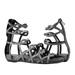 Antelope 129 Laser Cut Gladiator Black Metalic Women's Sandals 129-BLACK