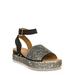 Rhinestone Glitter Flatform Sandal - Women Ankle Strap Crystal Platform