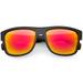 Retro Square Horn Rimmed Sunglasses Neutral And Colored Mirror Lens 55mm (Matte Black / Red Mirror)