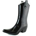 DailyShoes Cowboy Black Solid Prints High Heel Rain Boots,7 B(M) US