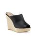 Charles by Charles David Andes Leather Wedge Espadrilles Black Leather Peep Toe (7.5, BLACK-SM)