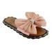 Babe Women Slide Summer Sandals with Bow Flat Open Toe Shoe - Sizes 6-10 - Colors Red, Pink, or Grey