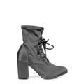 Nature Breeze Lace up Almond Toe Chunk Heel Women's Anke Boots in Grey