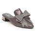 C-T Slide Slipper with a Matching Metallic Heel & Embellished Bow, Pewter - Size 40