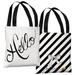 Hello Painted/Stripes - White Black Tote Bag by Timree Tote Bag - 18x18