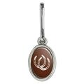 Horseshoe Lucky Double Cowboy Brown Antiqued Oval Charm Clothes Purse Suitcase Backpack Zipper Pull Aid