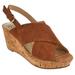 NEW Womens Isaac Mizrahi Maddie Crossband Wedge Sandal Cognac Sz 8.5 M ASO QVC